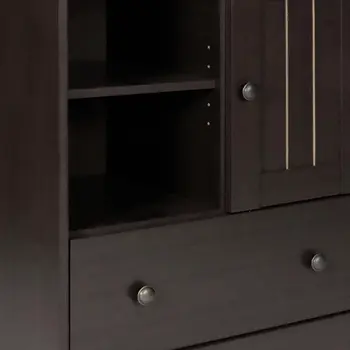 36" Dark Brown Wood Accent Cabinet With Single Door And Two Drawers
