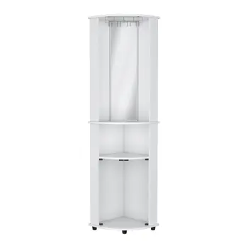 75" White Wood Corner Bar Cabinet With Three Shelves