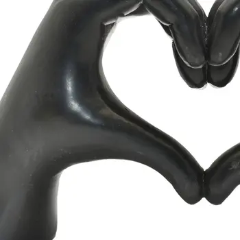 4" Black Resin Heart Hands Tabletop Sculpture
