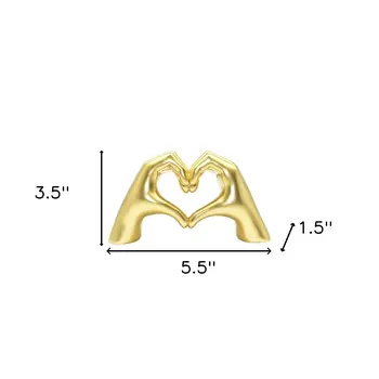 4" Gold Resin Heart Hands Tabletop Sculpture