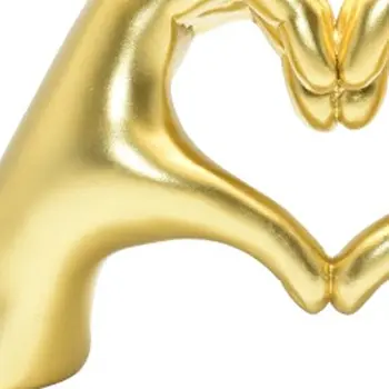 4" Gold Resin Heart Hands Tabletop Sculpture