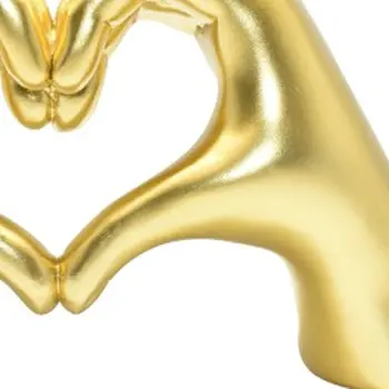 4" Gold Resin Heart Hands Tabletop Sculpture