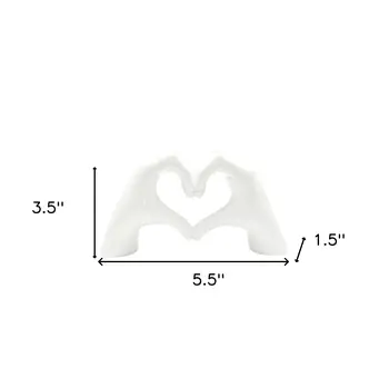 4" White Resin Heart Hands Tabletop Sculpture