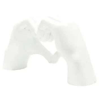 4" White Resin Heart Hands Tabletop Sculpture