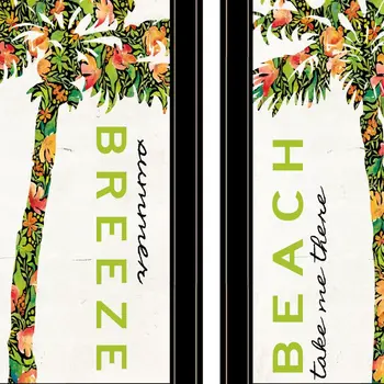 Set Of Two Summer Breeze Funky Palm Trees Black Framed Wall Art