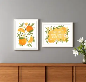 Set Of Two Take Me Where Summer Never Ends White Framed Wall Art