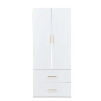 74" White Carved Geometric Two Door Two Drawer Combo Dresser