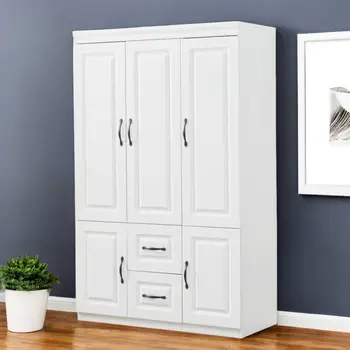 74" White Five Door Two Drawer Combo Dresser