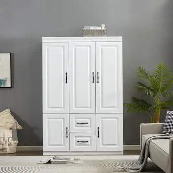 74" White Five Door Two Drawer Combo Dresser