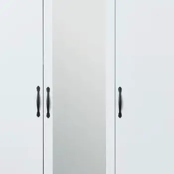 74" White Mirrored Three Door Three Drawer Combo Dresser
