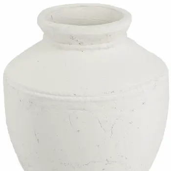 14" White Terracotta Round Jug Vase