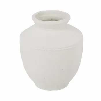 16" White Terracotta Round Jug Vase