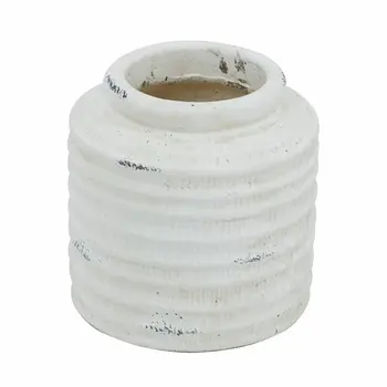 6" White Stoneware Round Jug Vase