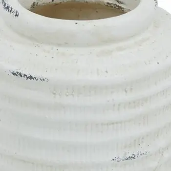 6" White Stoneware Round Jug Vase