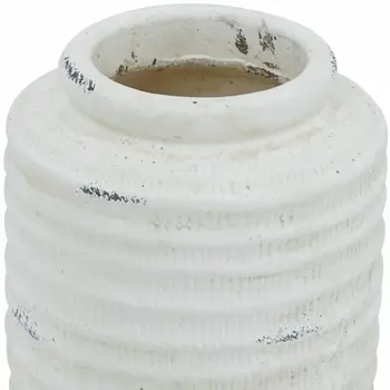 6" White Stoneware Round Jug Vase