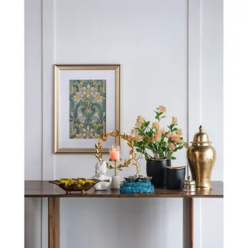 8" Black And Gold Oval Aluminum Table Vase