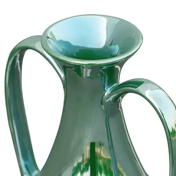 12" Hunter Green Amphora Ceramic Table Vase