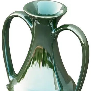 12" Hunter Green Amphora Ceramic Table Vase