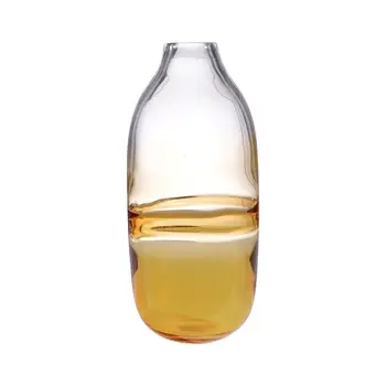 14" Clear And Brown Ombre Round Glass Table Vase