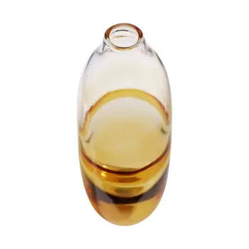 14" Clear And Brown Ombre Round Glass Table Vase