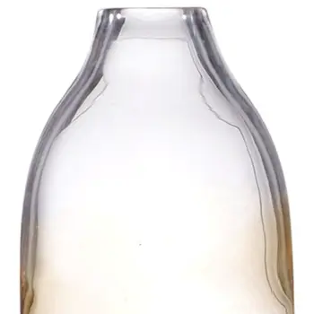 14" Clear And Brown Ombre Round Glass Table Vase