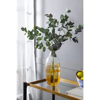14" Clear And Brown Ombre Round Glass Table Vase
