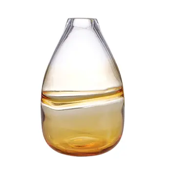 11" Clear And Brown Ombre Round Glass Table Vase