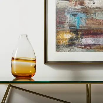 11" Clear And Brown Ombre Round Glass Table Vase