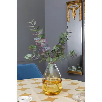 11" Clear And Brown Ombre Round Glass Table Vase