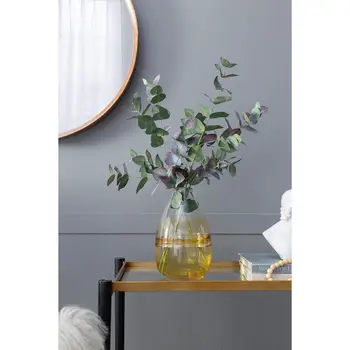 11" Clear And Brown Ombre Round Glass Table Vase