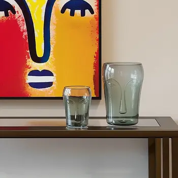Set of Two Light Green Glass Table Vase