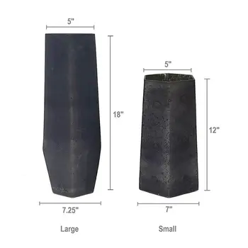 Set of Two Black Wavy Glass Table Vase