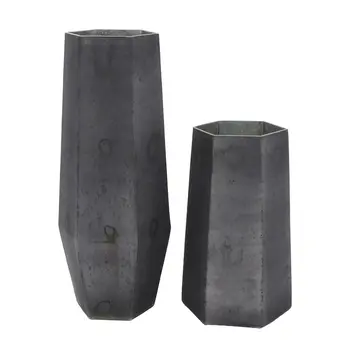 Set of Two Black Wavy Glass Table Vase