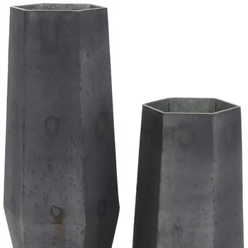 Set of Two Black Wavy Glass Table Vase
