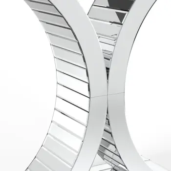 39" Silver Mirrored Glass Pedestal Console Table