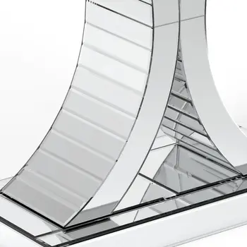 39" Silver Mirrored Glass Pedestal Console Table