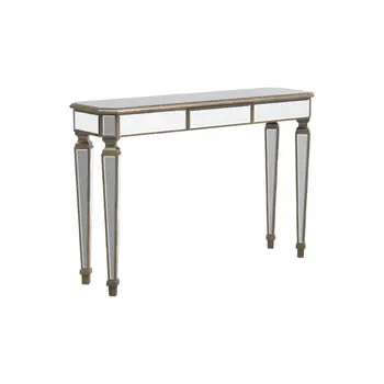 47" Silver and Gold Mirrored Glass Console Table With Drawer