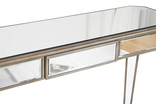 47" Silver and Gold Mirrored Glass Console Table With Drawer
