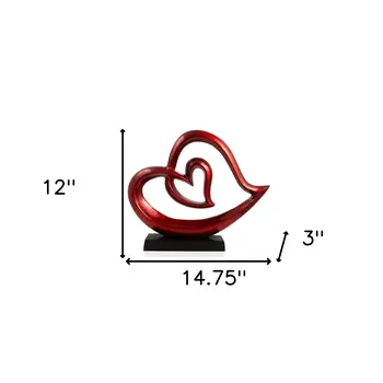 12" Red and Black Aluminum Tabletop Sculpture