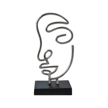 Set of Two Black and Silver Aluminum Tabletop Sculpture