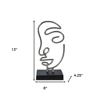Set of Two Black and Silver Aluminum Tabletop Sculpture