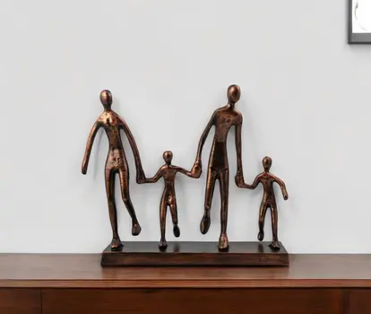 13" Copper Aluminum People Tabletop Sculpture