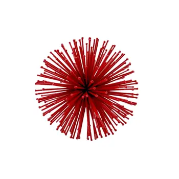 Set of Two Red Iron Decorative Spiky Sphere Tabletop Sculpture