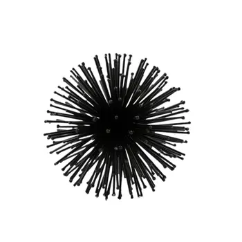 Set of Two Black Iron Decorative Spiky Sphere Tabletop Sculpture