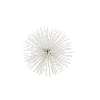 Set of Two White Iron Decorative Spiky Sphere Tabletop Sculpture