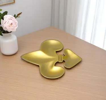 6" Gold Aluminum Handmade Fleur de Lis Trinket Tray