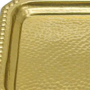 12" Gold Hammered Aluminum Handmade Square Serving Tray