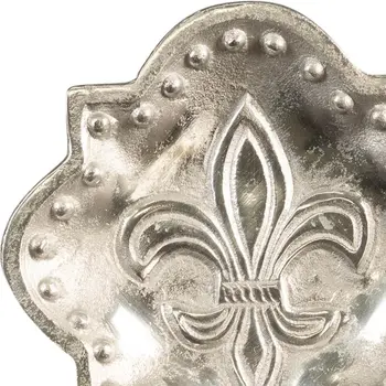 Set of Two Silver Aluminum Fleur de Lis Handmade Trinket Trays