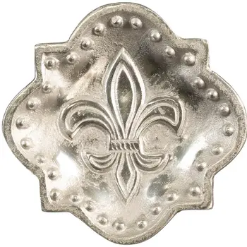 Set of Two Silver Aluminum Fleur de Lis Handmade Trinket Trays