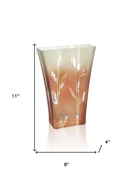 11" Brown Leaf Lead Free Crystal Table Vase